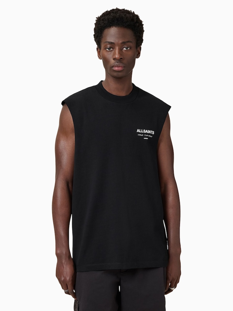 AllSaints Black Underground Crew 100% Cotton Vest - Image 3 of 8