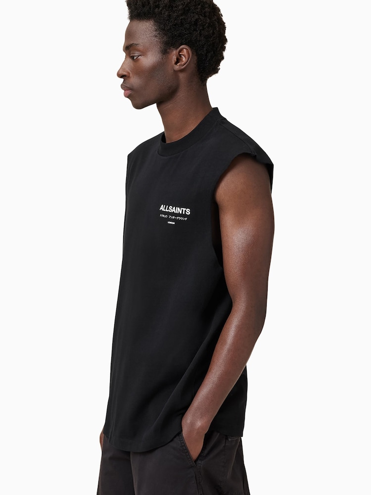 AllSaints Black Underground Crew 100% Cotton Vest - Image 5 of 8