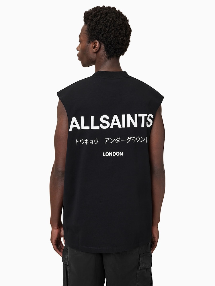 AllSaints Black Underground Crew 100% Cotton Vest - Image 7 of 8