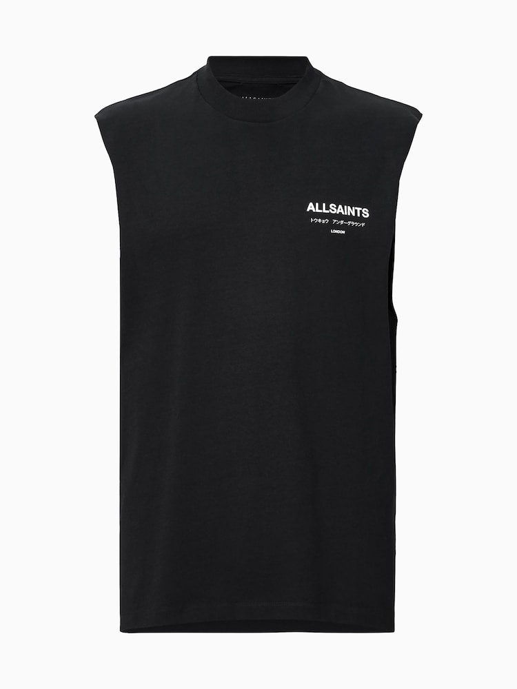 AllSaints Black Underground Crew 100% Cotton Vest - Image 8 of 8