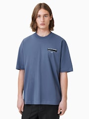 Синий - Футболка Redact Crew из органического хлопка AllSaints 100% - Image 1 of 7