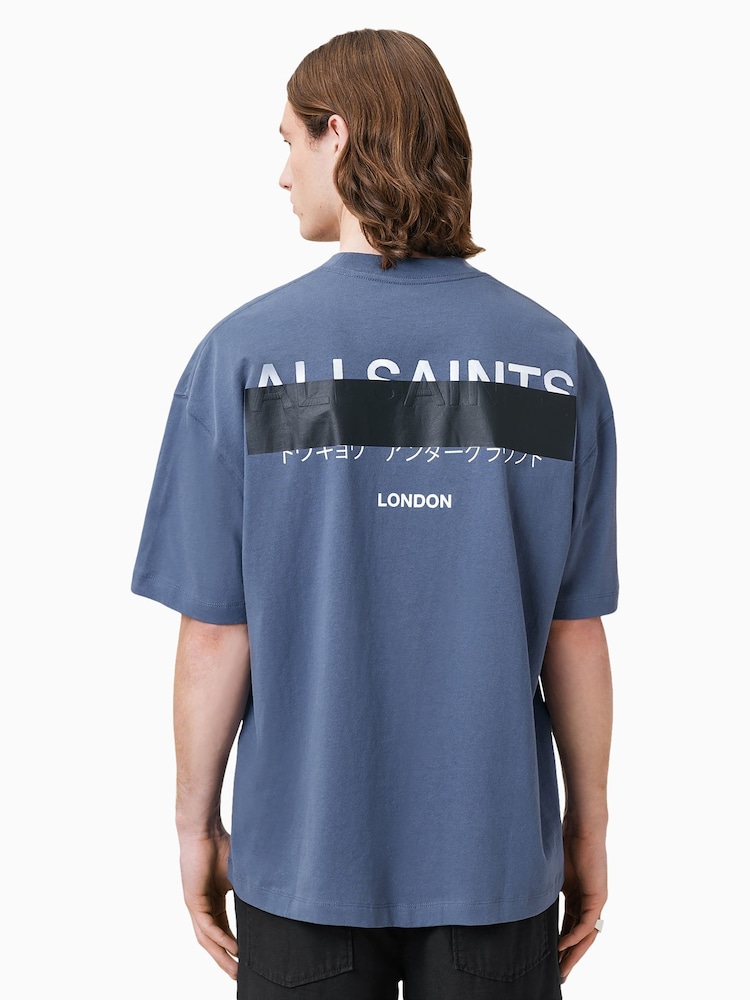 Синий - Футболка Redact Crew из органического хлопка AllSaints 100% - Image 2 of 7