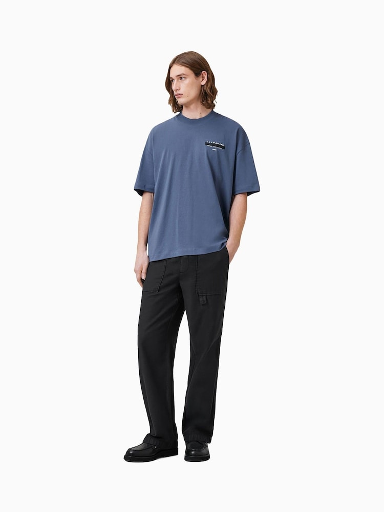 AllSaints Blue 100% Organic Cotton Redact Crew T-Shirt - Image 4 of 7
