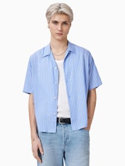 AllSaints Blue Arran Shirt - Image 1 of 8