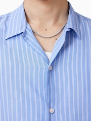 AllSaints Blue Arran Shirt - Image 6 of 8
