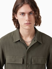 AllSaints Green 100% Organic Cotton Viscar Shirt - Image 3 of 10