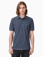 AllSaints Blue 100% Organic Cotton Reform Polo Shirt - Image 1 of 7