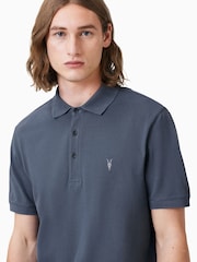 AllSaints Blue 100% Organic Cotton Reform Polo Shirt - Image 2 of 7