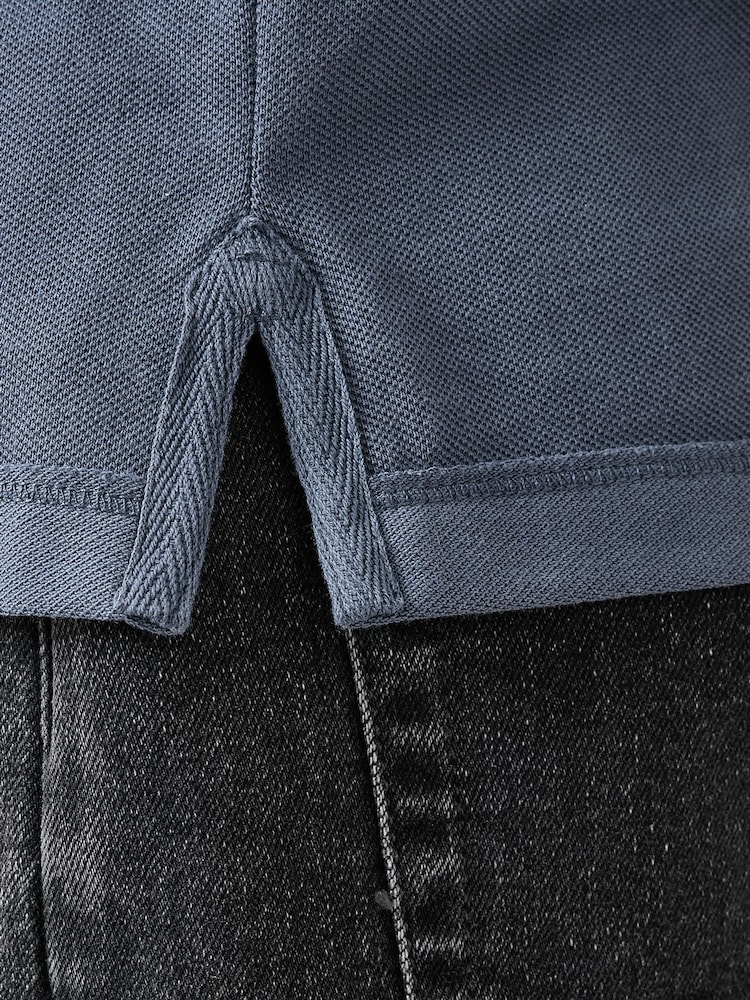 AllSaints Blue Cotton Reform Polo Shirt - Image 4 of 7