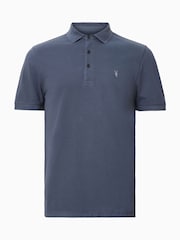 AllSaints Blue 100% Organic Cotton Reform Polo Shirt - Image 6 of 7