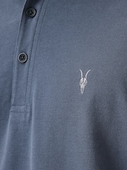 AllSaints Blue 100% Organic Cotton Reform Polo Shirt - Image 7 of 7