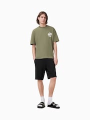 AllSaints Black Helix Sweat Shorts - Image 1 of 9