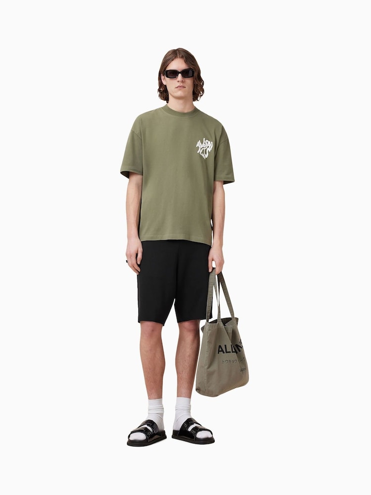 AllSaints Black Helix Sweat Shorts - Image 7 of 9