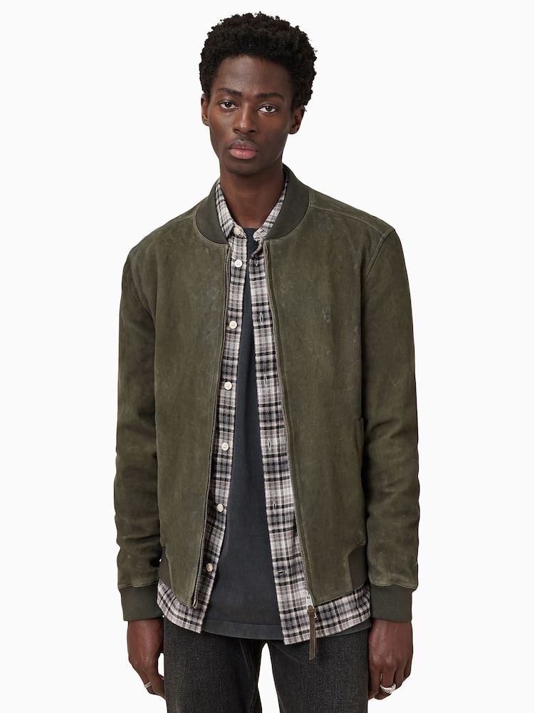 AllSaints Green Buckley Bomber Jacket - Image 2 of 7