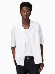 AllSaints White Nyon Short Sleeve 100% Organic Cotton Shirt - Image 1 of 8