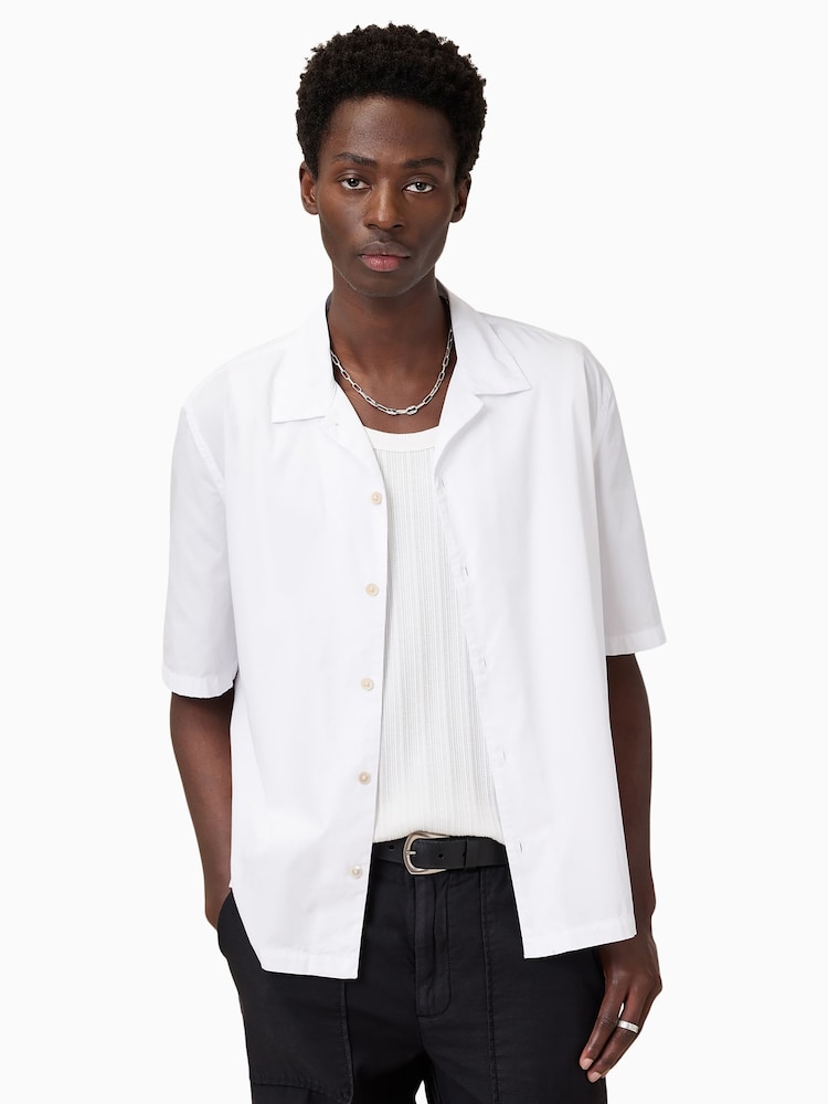 AllSaints White Nyon Short Sleeve 100% Organic Cotton Shirt - Image 1 of 8