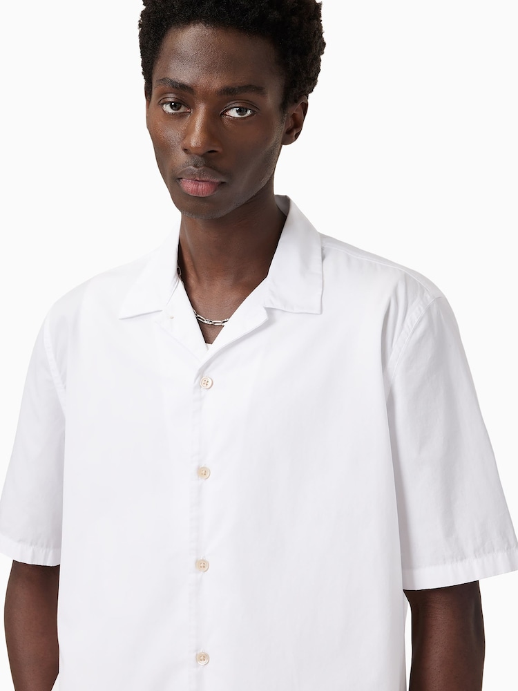 AllSaints White Nyon Short Sleeve 100% Organic Cotton Shirt - Image 2 of 8