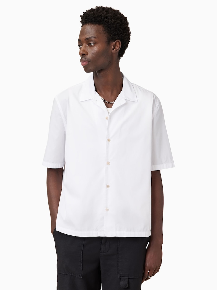 AllSaints White Nyon Short Sleeve Cotton Shirt - Image 4 of 8