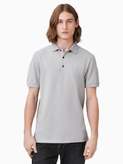 AllSaints Grey 100% Organic Cotton Reform Polo Shirt - Image 1 of 7