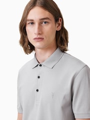 AllSaints Grey 100% Organic Cotton Reform Polo Shirt - Image 2 of 7