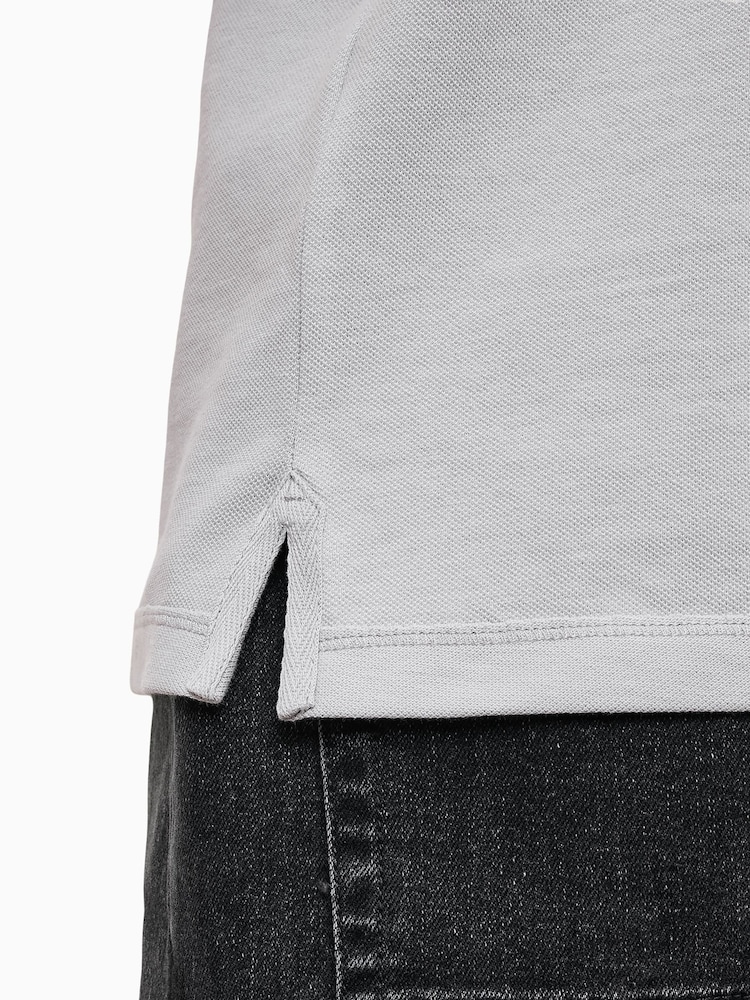 AllSaints Grey Cotton Reform Polo Shirt - Image 4 of 7