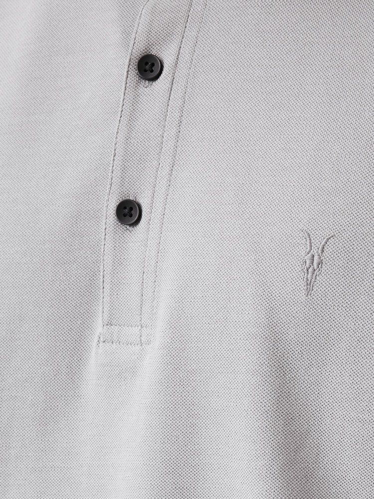 AllSaints Grey 100% Organic Cotton Reform Polo Shirt - Image 7 of 7