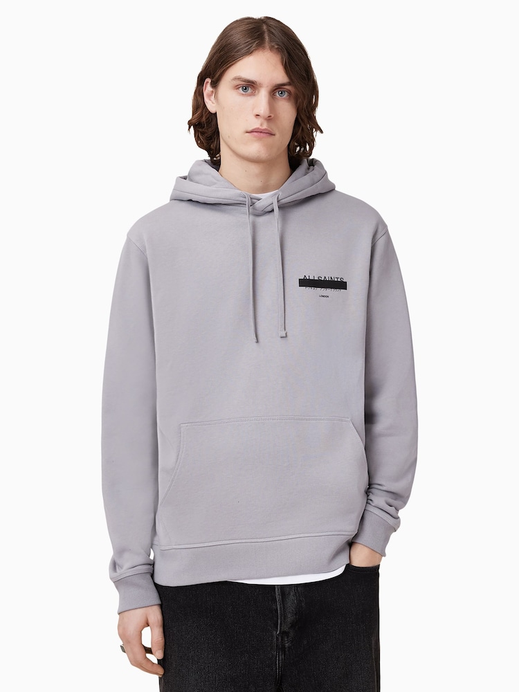 AllSaints Grey 100% Organic Cotton Redact Oth Hoodie - Image 1 of 8