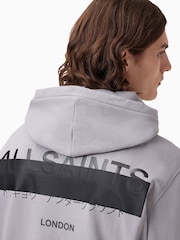 AllSaints Grey 100% Organic Cotton Redact Oth Hoodie - Image 2 of 8