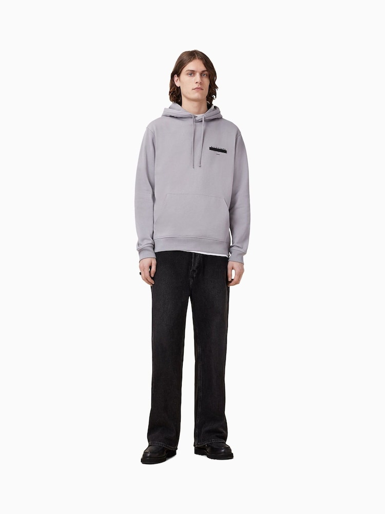 AllSaints Grey 100% Organic Cotton Redact Oth Hoodie - Image 3 of 8