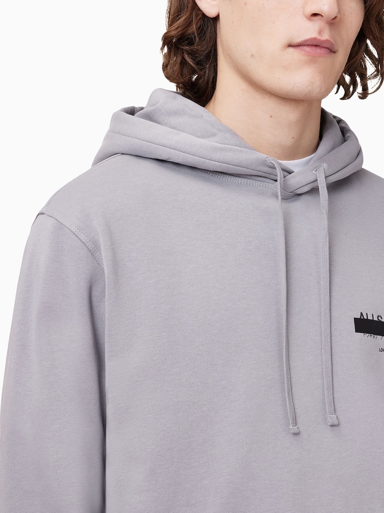 AllSaints Grey 100% Organic Cotton Redact Oth Hoodie - Image 5 of 8