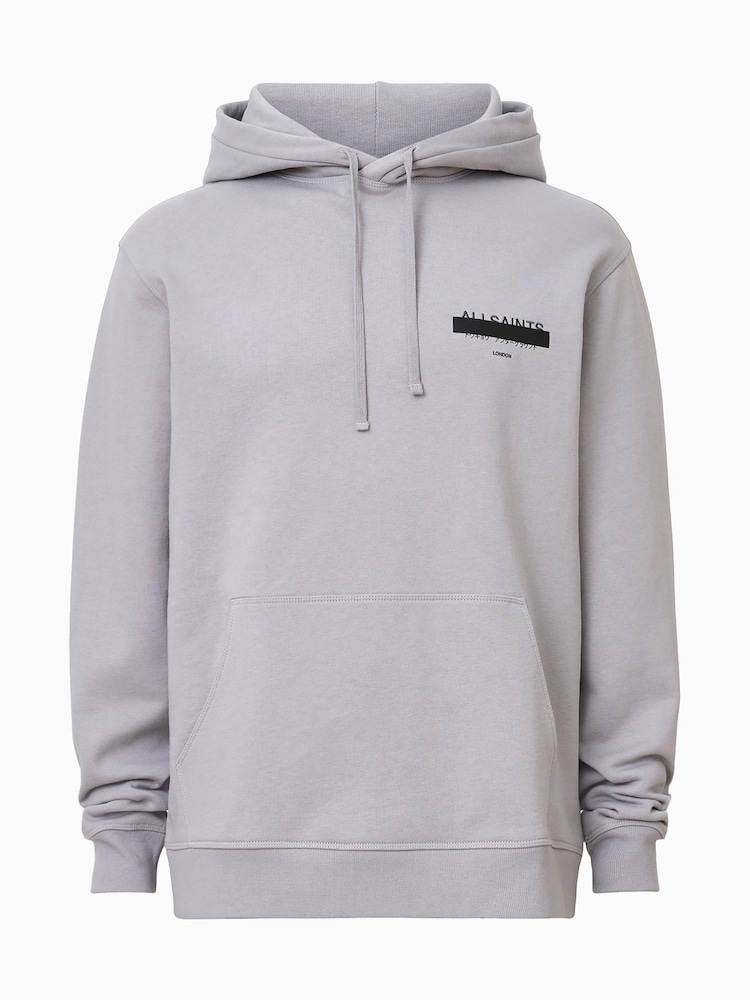 AllSaints Grey 100% Organic Cotton Redact Oth Hoodie - Image 8 of 8