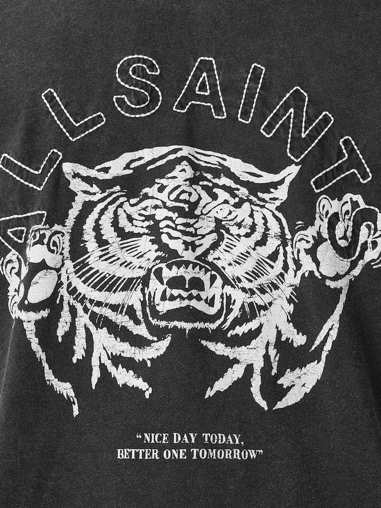 AllSaints Black 100% Organic Cotton Better Days Crew T-Shirt - Image 7 of 7