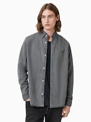 AllSaints Grey Bodhi Long Sleeve Overshirt - Image 1 of 8