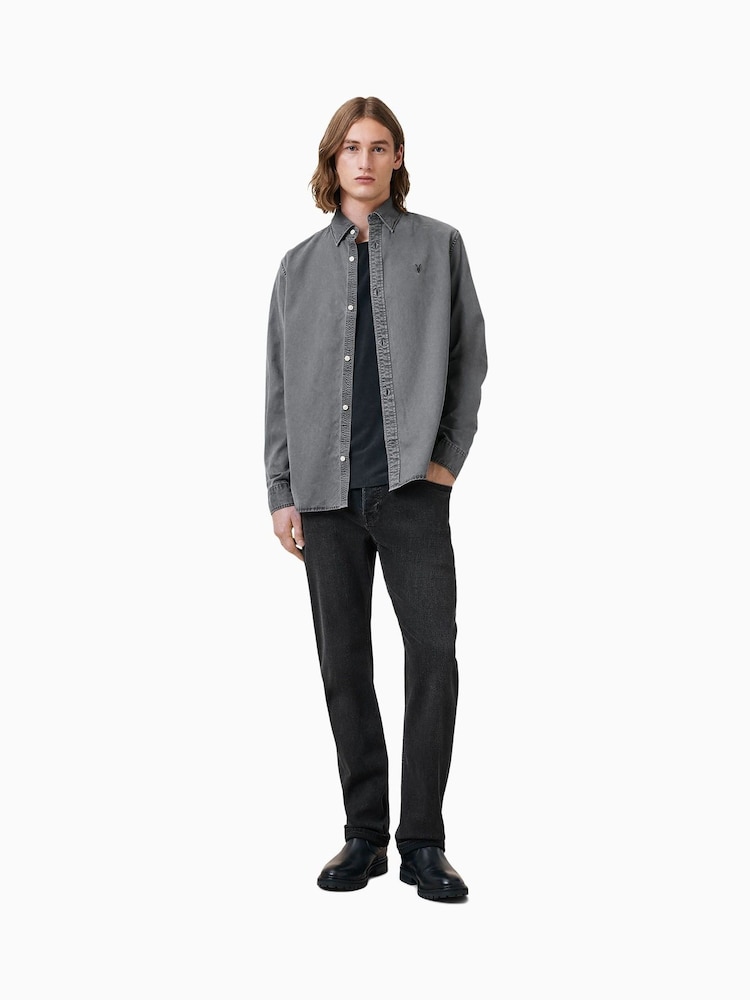 AllSaints Grey Bodhi Long Sleeve Overshirt - Image 3 of 8