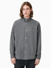 AllSaints Grey Bodhi Long Sleeve Overshirt - Image 4 of 8