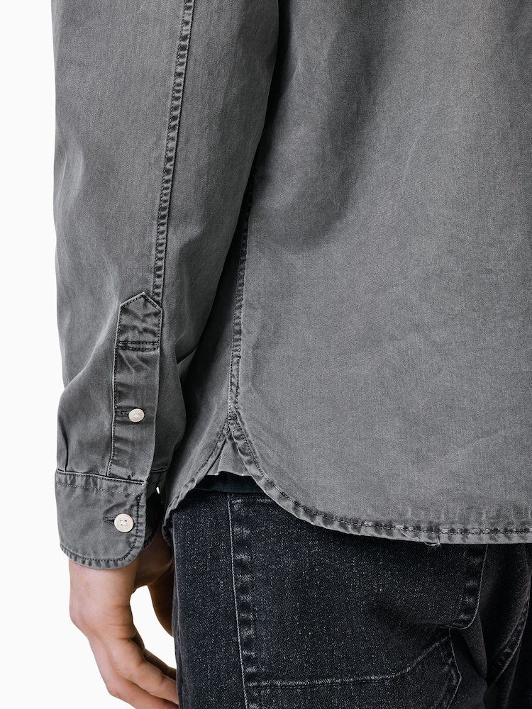 AllSaints Grey Bodhi Long Sleeve Overshirt - Image 6 of 8