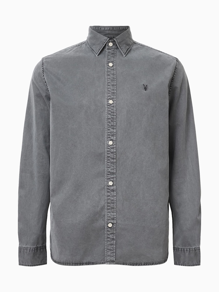 AllSaints Grey Bodhi Long Sleeve Overshirt - Image 8 of 8