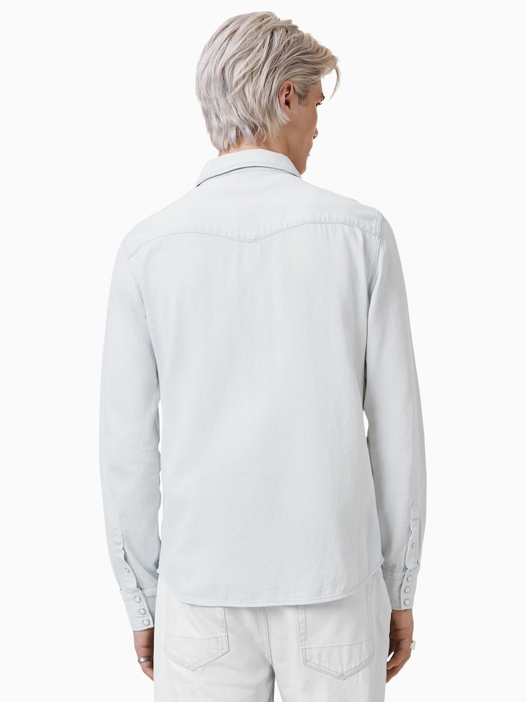 AllSaints White Cotton Macgowan Shirt - Image 8 of 9