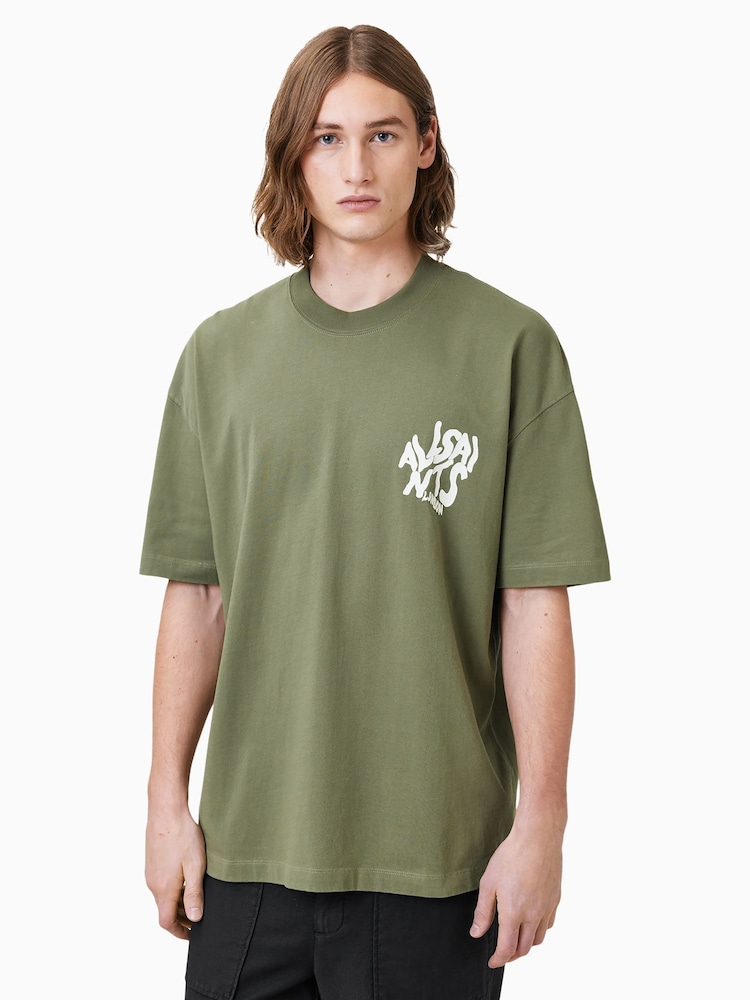 Зеленый - All Saints Orlando Short Sleeve Crew Neck T-Shirt - Image 1 of 6