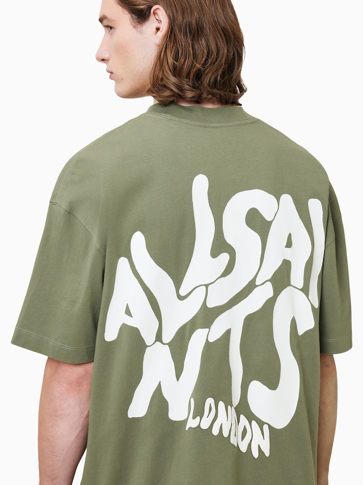 Зеленый - All Saints Orlando Short Sleeve Crew Neck T-Shirt - Image 2 of 6