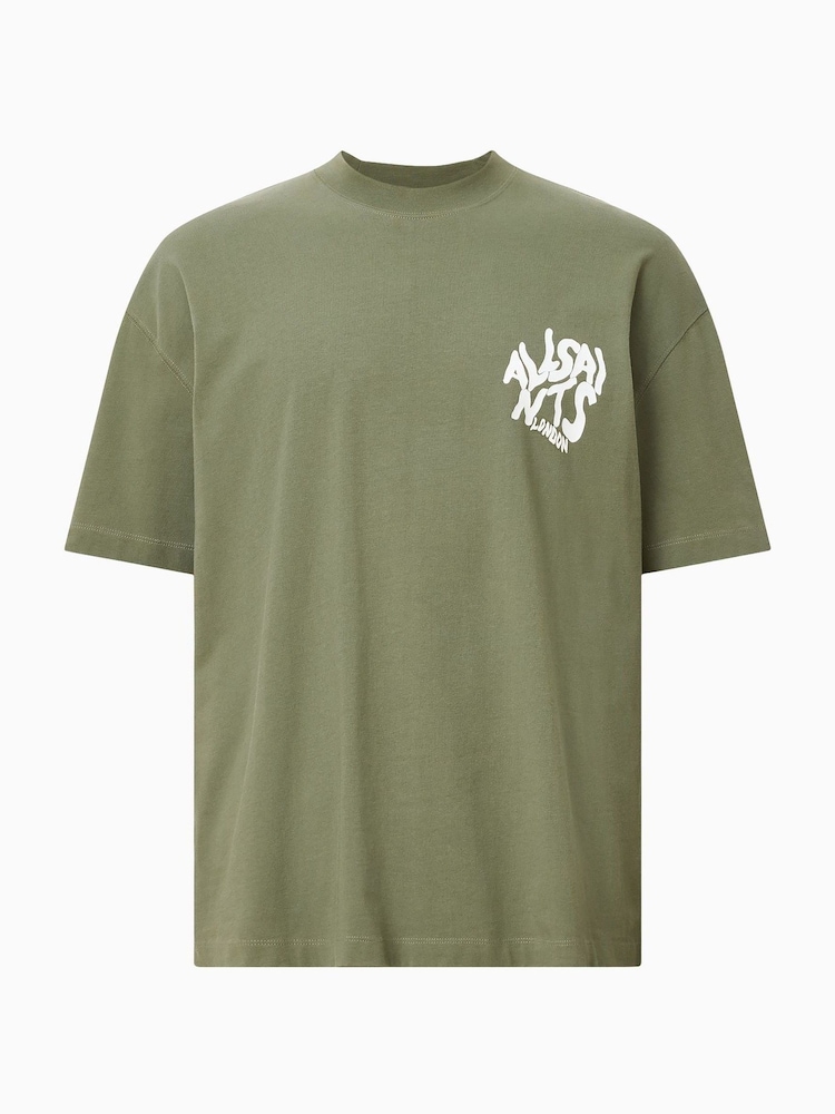 All Saints Green Orlando Oversized Short Sleeve Crew Neck T-Shirt - Image 6 of 6 All Saints Green Orlando Oversized Short Sleeve Crew Neck T-Shirt - Image 6 of 6
