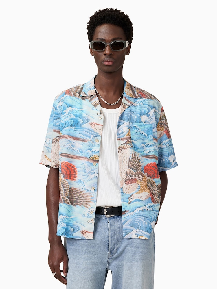 AllSaints Blue Corsican Shirt - Image 1 of 8