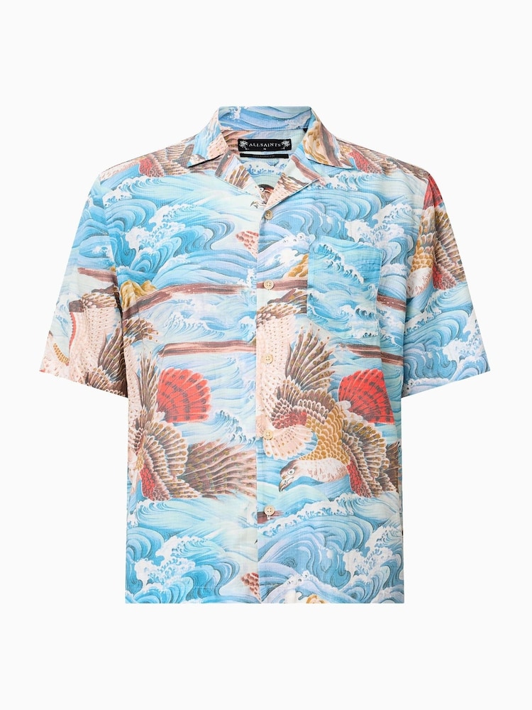AllSaints Blue Corsican Shirt - Image 8 of 8