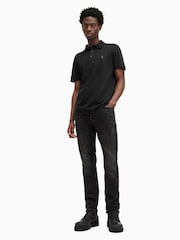AllSaints Black Cotton Reid Polo Shirt - Image 3 of 5