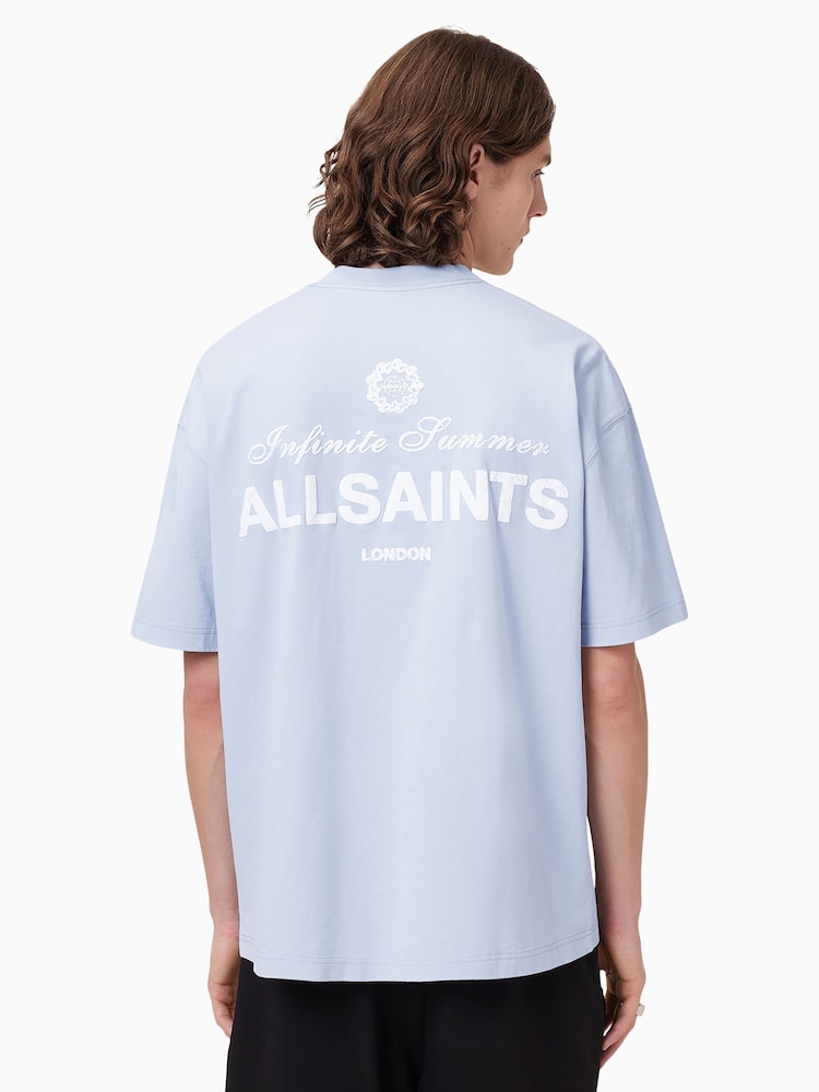 AllSaints Blue 100% Organic Cotton Soleil Crew T-Shirt - Image 2 of 8