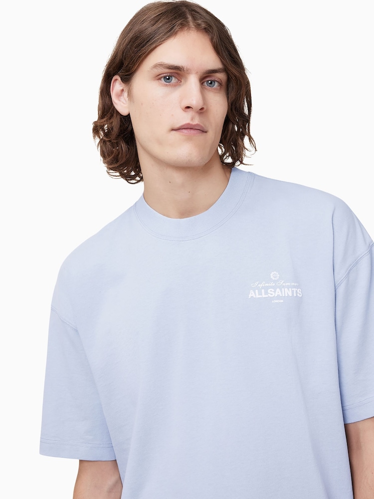 AllSaints Blue 100% Organic Cotton Soleil Crew T-Shirt - Image 5 of 8