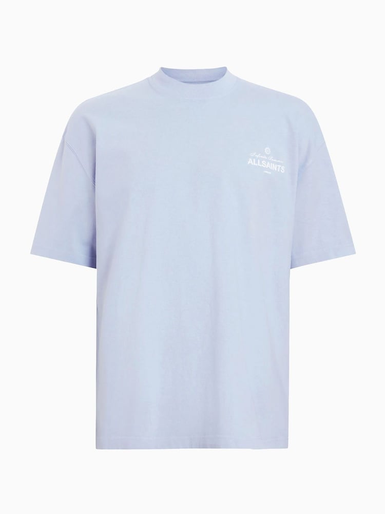 AllSaints Blue 100% Organic Cotton Soleil Crew T-Shirt - Image 7 of 8