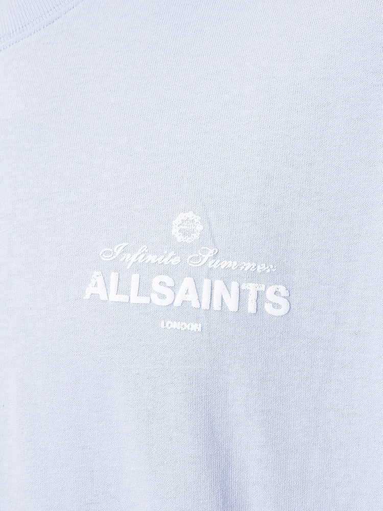 AllSaints Blue 100% Organic Cotton Soleil Crew T-Shirt - Image 8 of 8