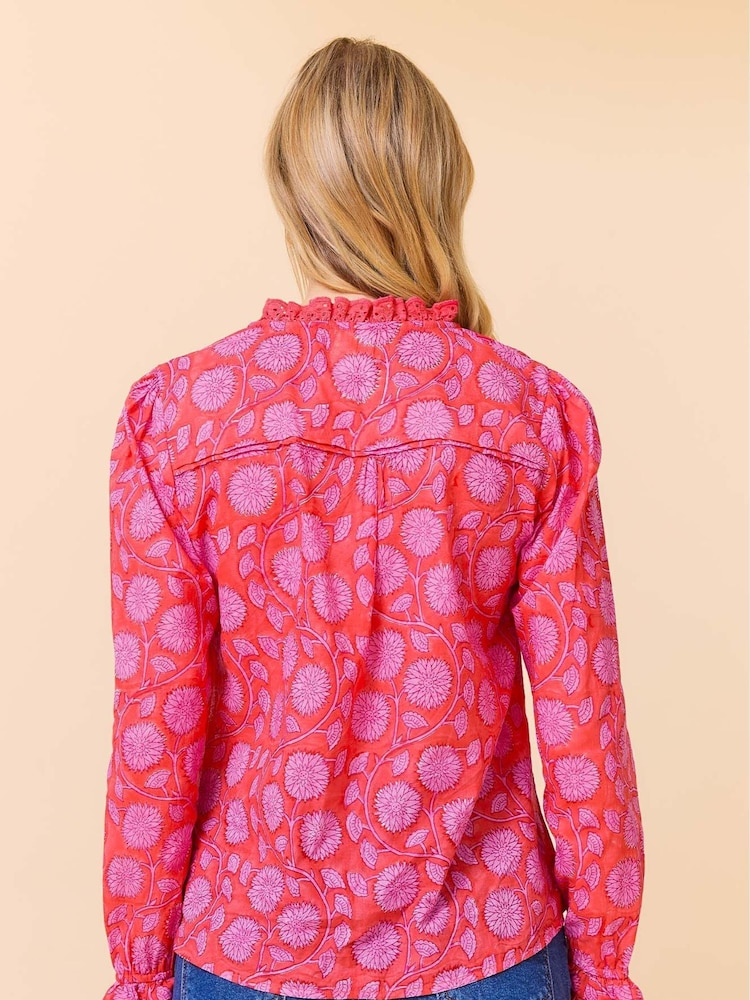 Aspiga Red Rosie Block Print 100% Cotton Blouse - Image 2 of 3