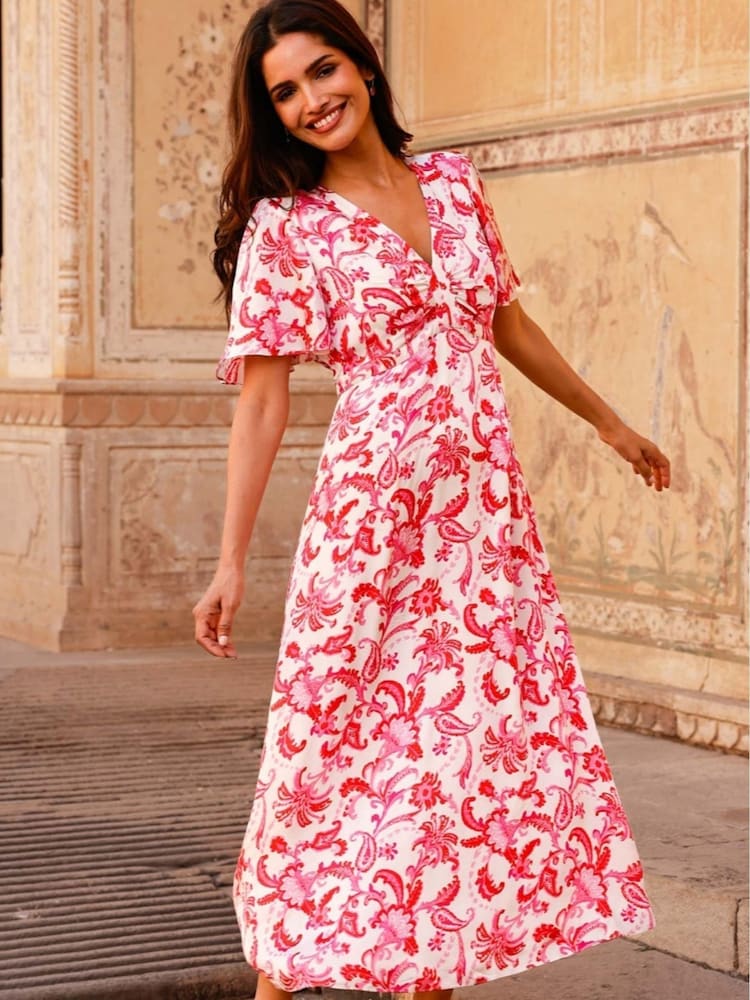 Aspiga Cream Anais Hammered Satin Dress - Image 1 of 4